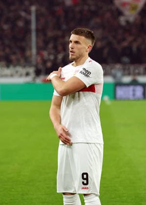 29 01 26 VfB Stuttgart Young Boys Bern Germany, Stuttgart, 29 01 2026, Football, UEFA Europa League, Season 2025 2026, VfB Stuttgart Young Boys Bern Ermedin Demirovic VfB Stuttgart Jubel Tor 2 0 Demirovic