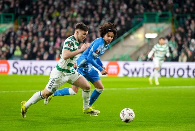 Kieran Tierney of Celtic beats Gjivai Zechiël of FC Utrecht Celtic v Utrecht, UEFA Europa League, Group Stage, Football, Celtic Park, Glasgow, UK - 29 Jan 2026Glasgow Celtic Park United Kingdom EDITORIAL USE ONLY No use with unauthorised audio, video, data, fixture lists, club league logos or live services. Online in-match use limited to 120 images, no video emulation. No use in betting, games or single club league player publications. Copyright: xStuartxWallace Shutterstockx 16445870m