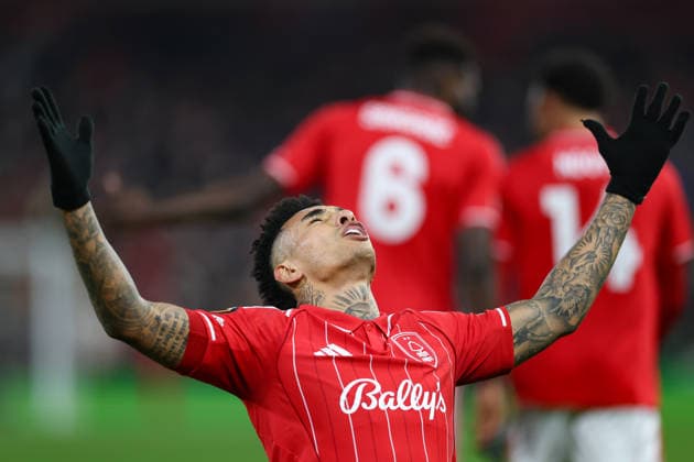 Nottingham Forest v Ferencvarosi TC UEFA Europa League Igor Jesus of Nottingham Forest celebrates scoring the second goal during the UEFA Europa League match at the City Ground, Nottingham 29 01 2026 UK Newspapers OUT Copyright: xAndyxSumnerx FIL-22875-0021