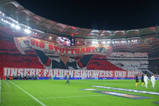 Choreo Choreography Choreography of the Stuttgart Fans, VfB Stuttgart vs BSC Young Boys Bern, Football, Men, UEFA Europa League, Season 2025 2026, 8 Matchday, 29 01 2026 DFB regulations prohibit any use of photographs as image sequences and or quasi video Stuttgart Baden Wuerttemberg Germany Copyright: xkolbert-press MartinxAgüerax