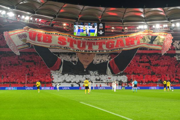 Soccer, UEFA Europa League, 20260129, VfB Stuttgart BSC Young Boys Bern In the picture Fans Stuttgart Choreo Stuttgart MHP Arena Baden Württemberg Germany Copyright: Passion2Press MarkusxFischerx