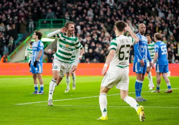 Benjamin Nygren of Celtic celebrates scoring to give Celtic a 1-0 lead. Celtic v Utrecht, UEFA Europa League, Group Stage, Football, Celtic Park, Glasgow, UK - 29 Jan 2026Glasgow Celtic Park United Kingdom EDITORIAL USE ONLY No use with unauthorised audio, video, data, fixture lists, club league logos or live services. Online in-match use limited to 120 images, no video emulation. No use in betting, games or single club league player publications. Copyright: xStuartxWallace Shutterstockx 16445870q