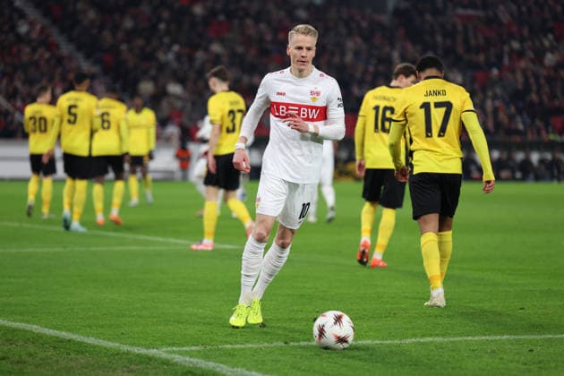 29 01 2026, xrekx, Football UEFA Europa League, VfB Stuttgart Young Boys Bern v l Chris Führich Fuehrich VfB Stuttgart Eckball DFL DFB REGULATIONS PROHIBIT ANY USE OF PHOTOGRAPHS as IMAGE SEQUENCES and or QUASI VIDEO Stuttgart