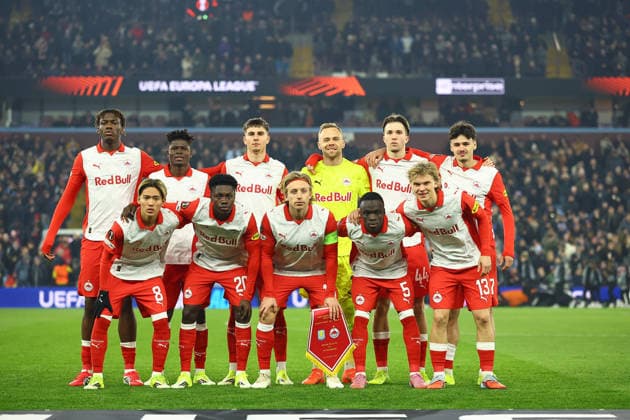 SOCCER - UEFA EL, Aston Villa vs RBS BIRMINGHAM,ENGLAND,29.JAN.26 - SOCCER - UEFA Europa League, Aston Villa FC vs Red Bull Salzburg. Image shows the team of RBS.  GEPAxpictures xMichaelxZemanek