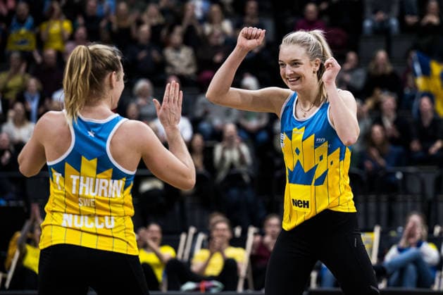 260129 Swedens Tina Thurin and Isabelle Reffel cheer during Stockholm Beach 2026 on January 29, 2026 in Stockholm  Copyright: EMMAxWALLSKOG BB260129EW040