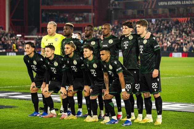 29th January 2026; The City Ground, Nottingham, England; UEFA Europa League Football, Nottingham Forest versus Ferencvarosi; Ferencvarosi TC players pose for a team photo before kick-off  GodfreyxPitt Content restricted for UK based newspaper