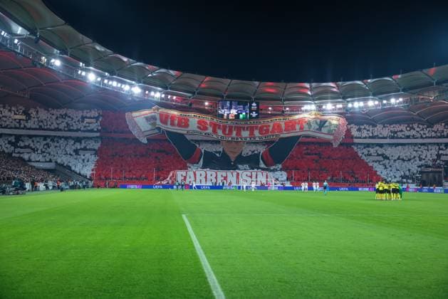 Choreo Choreography Choreography of the Stuttgart Fans, VfB Stuttgart vs BSC Young Boys Bern, Football, Men, UEFA Europa League, Season 2025 2026, 8 Matchday, 29 01 2026 DFB regulations prohibit any use of photographs as image sequences and or quasi video Stuttgart Baden Wuerttemberg Germany Copyright: xkolbert-press MartinxAgüerax