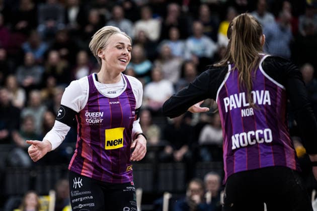 260129 Norways Sunniva Helland Hansen and Nina Pavlova cheer during Stockholm Beach 2026 on January 29, 2026 in Stockholm  Copyright: EMMAxWALLSKOG BB260129EW042