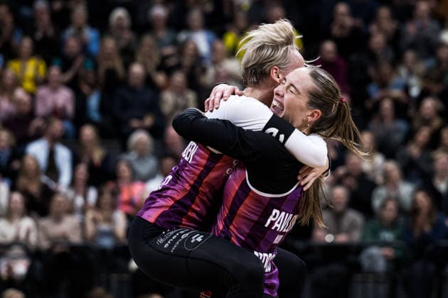 260129 Norways Sunniva Helland Hansen and Nina Pavlova cheer after Stockholm Beach 2026 on January 29, 2026 in Stockholm  Copyright: EMMAxWALLSKOG BB260129EW050