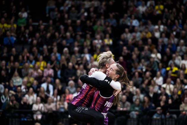 260129 Norways Sunniva Helland Hansen and Nina Pavlova cheer after Stockholm Beach 2026 on January 29, 2026 in Stockholm  Copyright: EMMAxWALLSKOG BB260129EW051