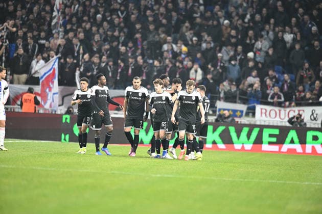 Football : Olympique Lyonnais v PAOK FC - UEFA Europa League 29 01 2026 Georgios Giakoumakis of PAOK socring goal during the UEFA Europa league match between Olympique Lyonnais and PAOK FC at Groupama Stadium Decines Charpieu Lyon France on January 29 2026 LYONFrance  Copyright: xMouradxAllilix