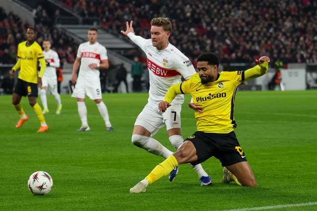 Action between Maximilian Mittelstaedt 7 VfB Stuttgart and Saidy Janko 17 BSC Young Boys Bern , VfB Stuttgart vs BSC Young Boys Bern, Football, Men, UEFA Europa League, Season 2025 2026, Matchday 8, 29 01 2026 DFB regulations prohibit any use of photographs as image sequences and or quasi video Stuttgart Baden Wuerttemberg Germany Copyright: xkolbert-press MartinxAgüerax