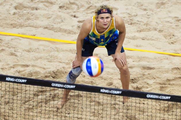 STOCKHOLM, SWEDEN 20260129 Sweden s David Ahman against Sweden s Jacob Hölting Nilsson during the final of the beach volleyball competition Stockholm Beach 2026, an official competition in the international Queen King of the Court series, at Avicii Arena in Stockholm STOCKHOLM SWEDEN x60160x  Copyright: xStefanxJerrevang TTx STOCKHOLM BEACH 2026