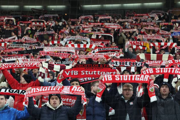 29 01 2026, xrekx, Football UEFA Europa League, VfB Stuttgart Young Boys Bern v l VfB Stuttgart Fans ,Atmosphere, Scarves, Shirt, Flag, Banner, Ultras, Spectators, Visitors, Choreo, Choreography, atmosphere, spectators, Visitors DFL DFB REGULATIONS PROHIBIT ANY USE OF PHOTOGRAPHS as IMAGE SEQUENCES and or QUASI VIDEO Stuttgart