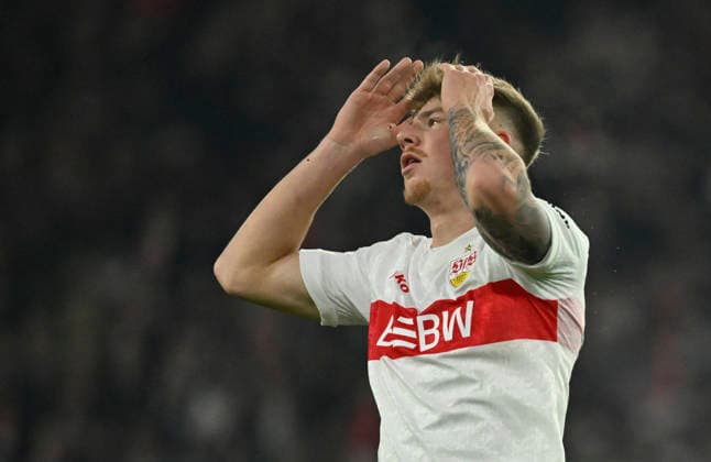 Finn Jeltsch VfB Stuttgart 29 Disappointment disappointed after missed goal chance Gesture Gesture VfB Stuttgart vs Young Boys Bern YB EUROPA LEAGUE EL 29 01 2026 DFL REGULATIONS PROHIBIT ANY USE OF PHOTOGRAPHS AS IMAGE SEQUENCES AND OR QUASI VIDEO VfB Stuttgart vs Young Boys Bern YB