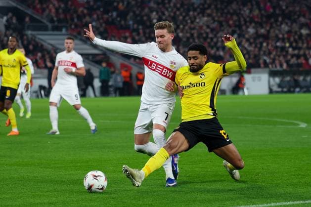 Action between Maximilian Mittelstaedt 7 VfB Stuttgart and Saidy Janko 17 BSC Young Boys Bern , VfB Stuttgart vs BSC Young Boys Bern, Football, Men, UEFA Europa League, Season 2025 2026, Matchday 8, 29 01 2026 DFB regulations prohibit any use of photographs as image sequences and or quasi video Stuttgart Baden Wuerttemberg Germany Copyright: xkolbert-press MartinxAgüerax