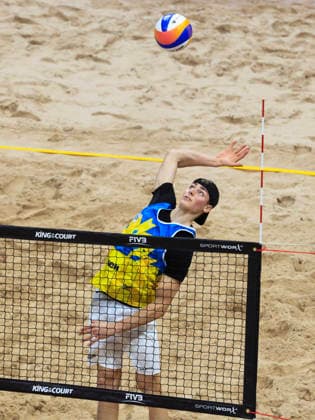 STOCKHOLM, SWEDEN 20260129 Swedens Elmer Andersson during the final of the beach volleyball competition Stockholm Beach 2026, an official event in the international Queen King of the Court series, at Avicii Arena in Stockholm STOCKHOLM SWEDEN x60160x  Copyright: xStefanxJerrevang TTx STOCKHOLM BEACH 2026