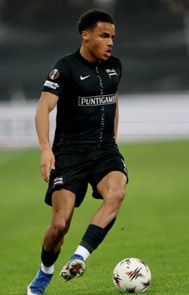 SOCCER - UEFA EL, Sturm vs Brann GRAZ,AUSTRIA,29.JAN.26 - SOCCER - UEFA Europa League, SK Sturm Graz vs SK Brann Bergen. Image shows Axel Kayombo (Sturm).  GEPAxpictures xHansxOberlaender