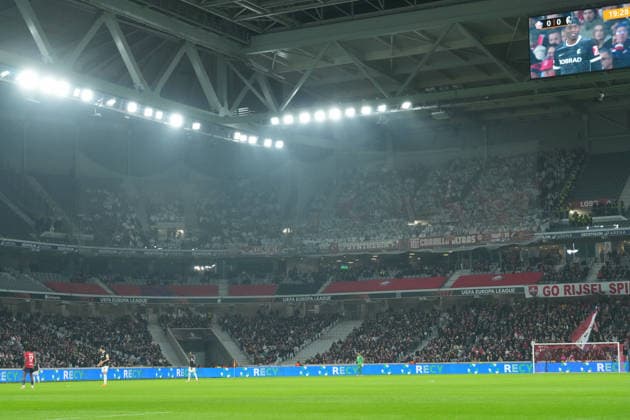 Fans and Ultras in the guest block , France, Football, UEFA Europa League, Matchday 8, League phase, 2025 2026, OSC Lille vs SC Freiburg, 29 01 2026, Stade Pierre Mauroy, Lille, France Lille Stade Pierre Mauroy DÃ partements Nord, Hauts de Fra France Copyright: xArnexAmbergx
