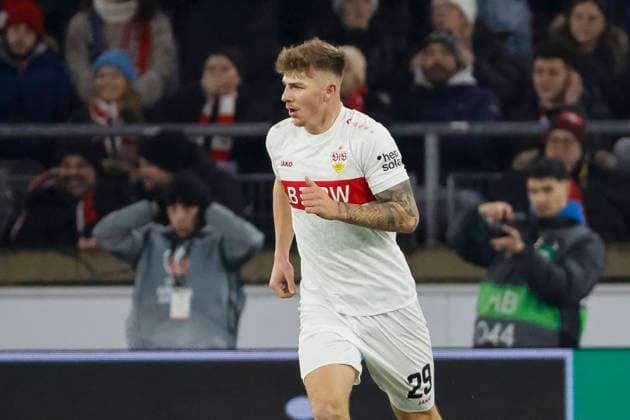 Finn Jeltsch VfB Stuttgart, 29 , Germany, Football, UEFA Europa League, Matchday 8, 2025 2026, VfB Stuttgart vs Young Boys Bern, 29 01 2026, Stuttgart MHP Arena Germany Copyright: xGrantxHubbsx