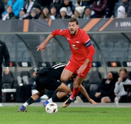 SOCCER - UEFA EL, Sturm vs Brann GRAZ,AUSTRIA,29.JAN.26 - SOCCER - UEFA Europa League, SK Sturm Graz vs SK Brann Bergen. Image shows Axel Kayombo (Sturm) and Fredrik Pallesen Knudsen.  GEPAxpictures xHansxOberlaender
