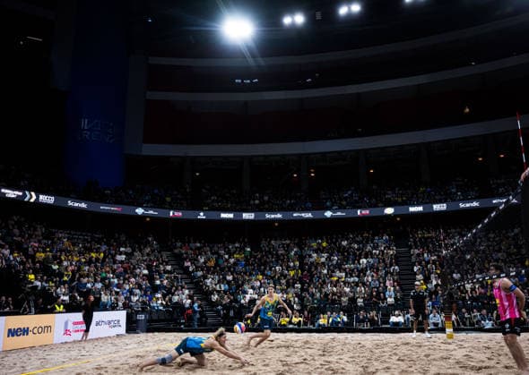 260129 Swedens David Ahman and Jonatan Hellvig during Stockholm Beach 2026 on January 29, 2026 in Stockholm  Copyright: EMMAxWALLSKOG BB260129EW083