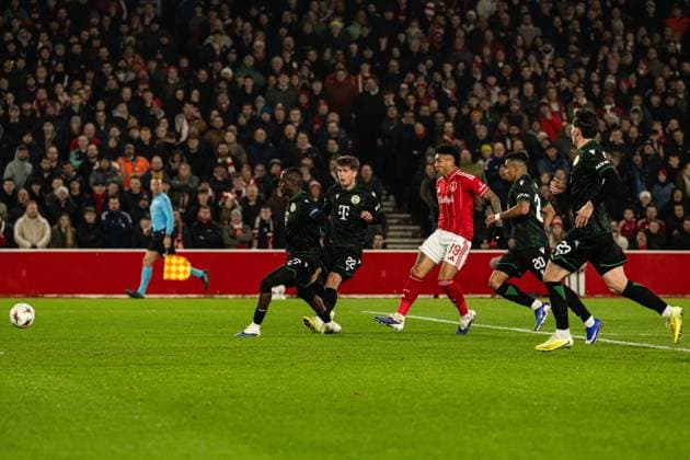 29th January 2026; The City Ground, Nottingham, England; UEFA Europa League Football, Nottingham Forest versus Ferencvarosi; Igor Jesus of Nottingham Forest scores in the 21st minute to make the score 2-0  GodfreyxPitt Content restricted for UK based newspaper