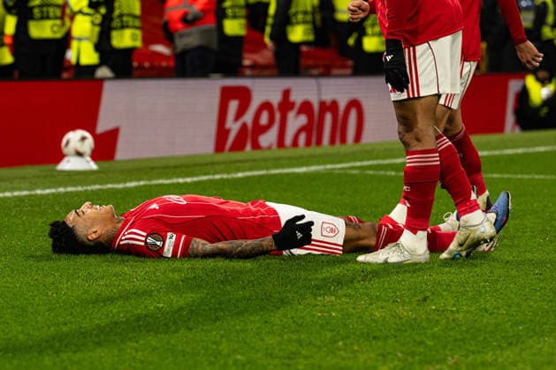 29th January 2026; The City Ground, Nottingham, England; UEFA Europa League Football, Nottingham Forest versus Ferencvarosi; Igor Jesus of Nottingham Forest celebrates scoring in the 21st minute to make the score 2-0  GodfreyxPitt Content restricted for UK based newspaper