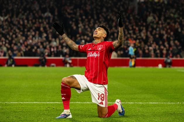 29th January 2026; The City Ground, Nottingham, England; UEFA Europa League Football, Nottingham Forest versus Ferencvarosi; Igor Jesus of Nottingham Forest celebrates scoring in the 21st minute to make the score 2-0  GodfreyxPitt Content restricted for UK based newspaper