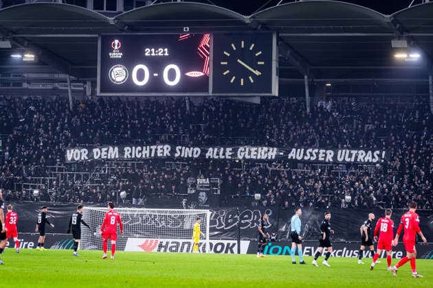 STURM GRAZ - BRANN BERGEN Fans of Sturm during the league phase of UEFA Europa league football match between SK Sturm Graz and SK Brann Bergen. Graz, Austria, January 29, 2026. Photo by Branislav Racko Copyright: xx _BRR0572