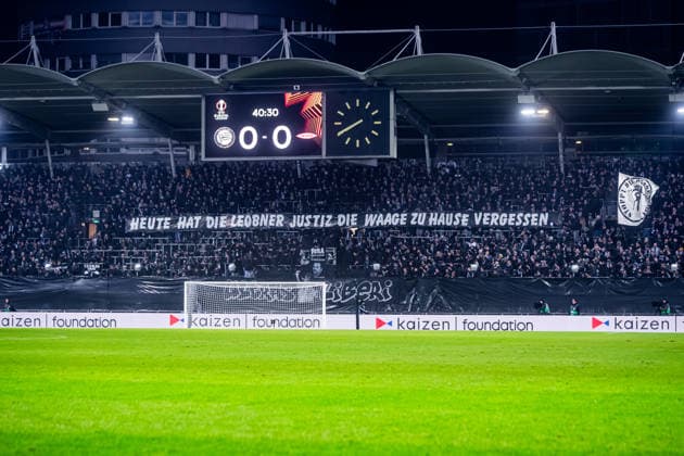 STURM GRAZ - BRANN BERGEN Fans of Sturm during the league phase of UEFA Europa league football match between SK Sturm Graz and SK Brann Bergen. Graz, Austria, January 29, 2026. Photo by Branislav Racko Copyright: xx _BRR0592