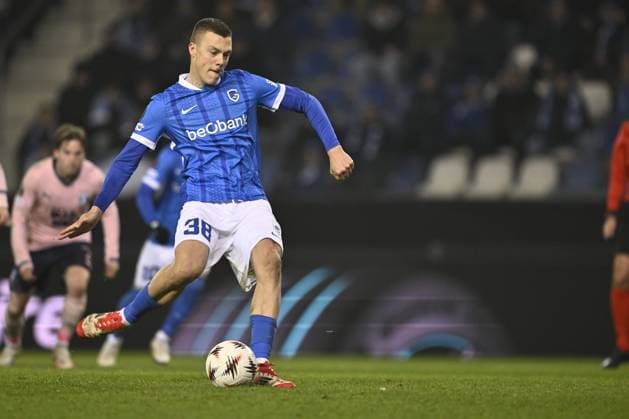 Genk s Daan Heymans scoring the 1-1 goal during a soccer game between Belgian soccer team KRC Genk and Swedish team Malmo FF, in Genk, on Thursday 29 January 2026, on day eight of the League phase of the UEFA Europa League tournament. JOHAN EYCKENS JohanxEyckens  x159645467x