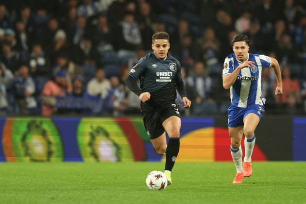 Max Aarons of Rangers during UEFA Europa League league phase match at Estadio do Dragao, Porto. Porto v Rangers - UEFA Europa League - Estadio do Dragao, Portugal - 29 Jan 2026Porto Estadio do Dragao Portugal EDITORIAL USE ONLY  Copyright: xRangersxFC Shutterstockx 16488595ae