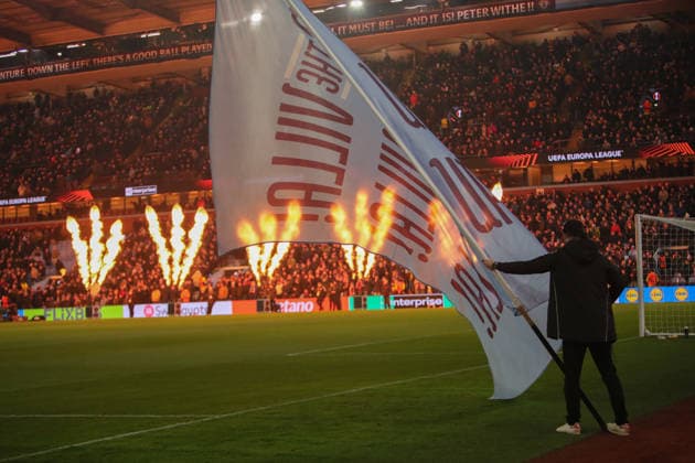 Aston Villa v Salzburg, Europa League Pre-match flares and banner during the Europa League match between Aston Villa and Salzburg at Villa Park, Birmingham, UK on 29 January 2026. Birmingham Villa Park West Midlands UK Editorial use only , Copyright: xAlunxRobertsx PSI-23649-0008