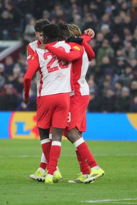 Aston Villa v Salzburg, Europa League Red Bull Salzburg players celebrate the goal scored by Karim KonatÃ of Red Bull Salzburg during the Europa League match between Aston Villa and Salzburg at Villa Park, Birmingham, UK on 29 January 2026. Birmingham Villa Park West Midlands UK Editorial use only , Copyright: xAlunxRobertsx PSI-23649-0013