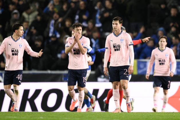 260129 Lasse Berg Johnsen of Malmö FF looks dejected during the UEFA Europa League football match between KRC Genk and Malmö FF on January 29, 2026 in Genk Photo Simon Hastegard BILDBYRAN kod SH SH0684 fotboll football soccer fotball uefa europa league europa league krc genk malmö ff bbeng depp  Copyright: SIMONxHASTEGARD BB260129SH052