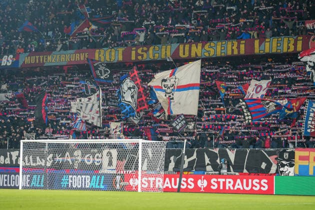 UEFA Europa League 2025 26 8 Matchday, Thursday 29 01 2026 FC Basel 1893 vs Viktoria Pilsen St Jakob Park Basel, Switzerland FC Basel fan stand Copyright: xValentinxDomgjonix