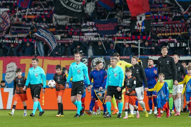 UEFA Europa League 2025 26 8 Matchday, Thursday 29 01 2026 FC Basel 1893 vs Viktoria Pilsen St Jakob Park Basel, Switzerland Run-in of the two teams Copyright: xValentinxDomgjonix