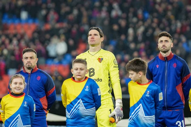 UEFA Europa League 2025 26 8 Matchday, Thursday 29 01 2026 FC Basel 1893 vs Viktoria Pilsen St Jakob Park Basel, Switzerland Xherdan Shaqiri 10, FC Basel , Marwin Hitz 1, FC Basel , Dominik Schmid 31, FC Basel Copyright: xValentinxDomgjonix
