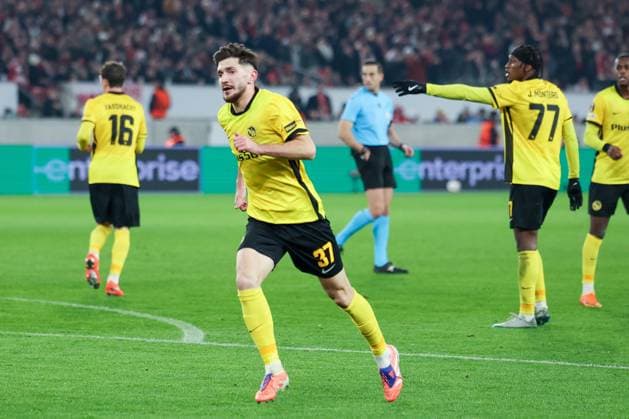 Armin Gigovic 37 BSC Young Boys Bern celebrates after his goal for 1 2, connecting goal, VfB Stuttgart vs BSC Young Boys Bern, Football, Men, UEFA Europa League, Season 2025 2026, Matchday 8, 29 01 2026 DFB regulations prohibit any use of photographs as image sequences and or quasi video Stuttgart Baden Wuerttemberg Germany Copyright: xkolbert-press MartinxAgüerax