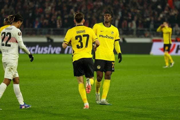 Armin Gigovic 37 BSC Young Boys Bern celebrates after his goal for 1 2, connecting goal, VfB Stuttgart vs BSC Young Boys Bern, Football, Men, UEFA Europa League, Season 2025 2026, Matchday 8, 29 01 2026 DFB regulations prohibit any use of photographs as image sequences and or quasi video Stuttgart Baden Wuerttemberg Germany Copyright: xkolbert-press MartinxAgüerax