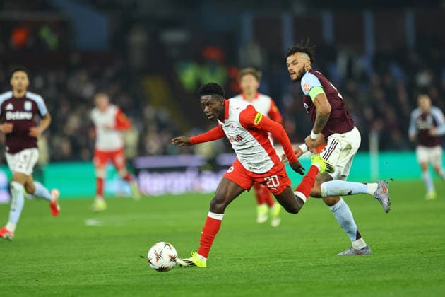 SOCCER - UEFA EL, Aston Villa vs RBS BIRMINGHAM,ENGLAND,29.JAN.26 - SOCCER - UEFA Europa League, Aston Villa FC vs Red Bull Salzburg. Image shows Edmund Baidoo (RBS).  GEPAxpictures xMichaelxZemanek