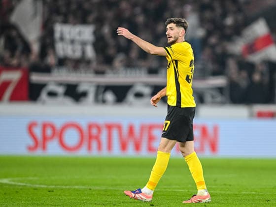 Armin Gigovic BSC Young Boys celebrates after scoring his team s first goal during the UEFA Europa League 2025 26 League Phase MD8 match between VfB Stuttgart and BSC Young Boys at Stuttgart Arena on January 29, 2026 in Stuttgart, Germany Photo by Harry Langer DeFodi Images