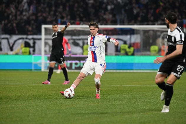 Football : Olympique Lyonnais v PAOK FC - UEFA Europa League 29 01 2026 Tyler Morton of Lyon scoring goal during the UEFA Europa league match between Olympique Lyonnais and PAOK FC at Groupama Stadium Decines Charpieu Lyon France on January 29 2026 LYONFrance  Copyright: xMouradxAllilix