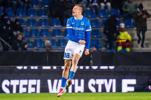 2026-01-29 KRC Genk v Malmo FF - UEFA Europa League 2025 26 League Phase MD8 GENK, BELGIUM - JANUARY 29: Daan Heymans of KRC Genk celebrates the equalizing first goal during the UEFA Europa League 2025 26 League Phase MD8 match between KRC Genk and Malmo FF at Cegeka Arena on January 29, 2026 in Genk, Belgium. (Photo by Gabriel Calvino Alonso BSR Agency) Genk Belgium Content not available for redistribution in The Netherlands directly or indirectly through any third parties. Copyright: xBSRxAgencyx