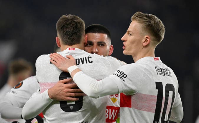 GOAL for 2 0 Ermedin Demirovic VfB Stuttgart 09 Goal celebration Deniz Undav VfB Stuttgart 26 Chris Fuehrich VfB Stuttgart 10 VfB Stuttgart vs Young Boys Bern YB EUROPA LEAGUE EL 29 01 2026 DFL REGULATIONS PROHIBIT ANY USE OF PHOTOGRAPHS AS IMAGE SEQUENCES AND OR QUASI VIDEO VfB Stuttgart vs Young Boys Bern YB