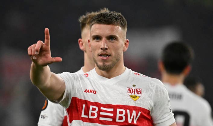 GOAL to 2 0 Ermedin Demirovic VfB Stuttgart 09 Goal celebration VfB Stuttgart vs Young Boys Bern YB EUROPA LEAGUE EL 29 01 2026 DFL REGULATIONS PROHIBIT ANY USE OF PHOTOGRAPHS AS IMAGE SEQUENCES AND OR QUASI VIDEO VfB Stuttgart vs Young Boys Bern YB