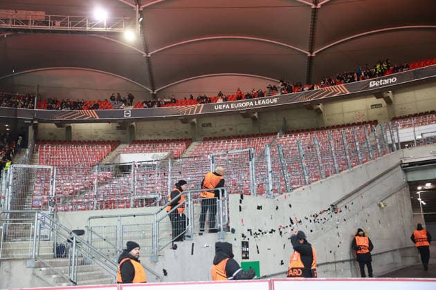 29 01 26 VfB Stuttgart Young Boys Bern Germany, Stuttgart, 29 01 2026, Football, UEFA Europa League, Season 2025 2026, VfB Stuttgart Young Boys Bern Fan Block of Bern empty