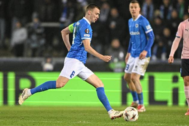 Genk s Bryan Heynen pictured in action during a soccer game between Belgian soccer team KRC Genk and Swedish team Malmo FF, in Genk, on Thursday 29 January 2026, on day eight of the League phase of the UEFA Europa League tournament. JILLxDELSAUX  x159647440x