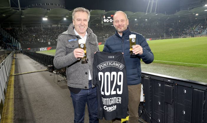 SOCCER - UEFA EL, Sturm vs Brann GRAZ,AUSTRIA,29.JAN.26 - SOCCER - UEFA Europa League, SK Sturm Graz vs SK Brann Bergen. Image shows president Christian Jauk (Sturm) and CIO Hans Boehm (Brau-Union ).  GEPAxpictures xHansxOberlaender